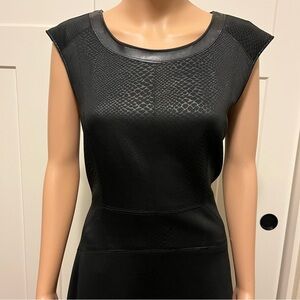 Spense Black Sleeveless Dress with Faux Leather Trim